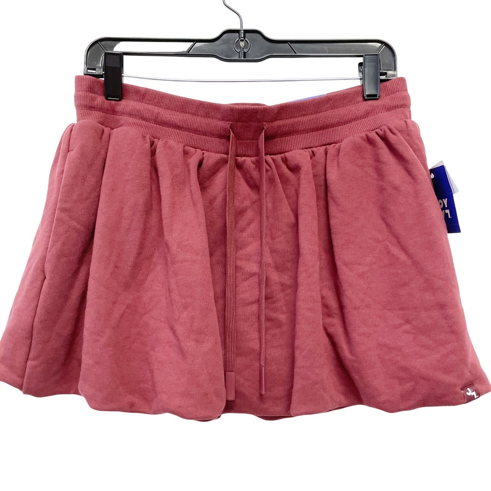 JoyLab Women's Burgundy Bubble Hem Drawstring French Terry Skort Size M - Picture 2 of 5